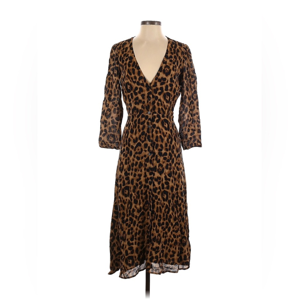 Reformation cocktail dress leopard print